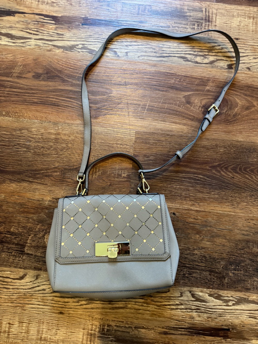 Michael Kors Taupe Quilted Satchel with Gold Hardware & Matching Wallet